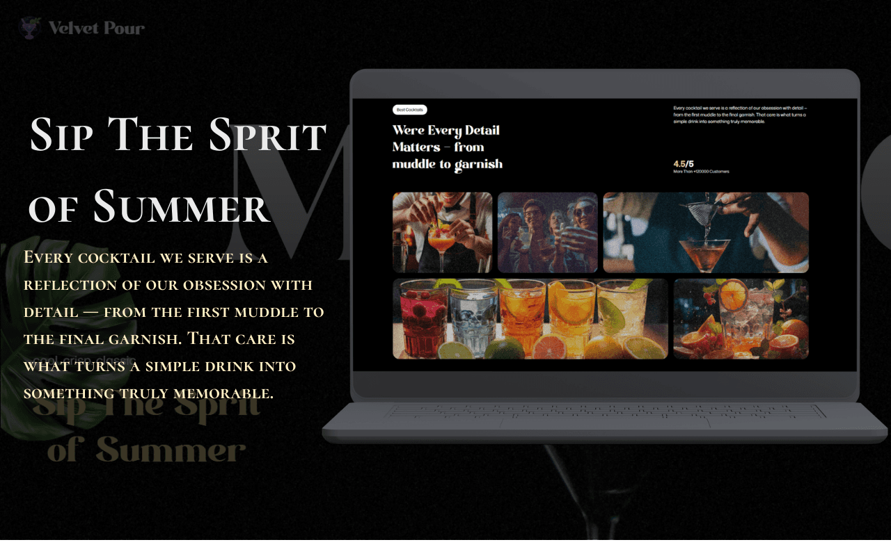 Velvet Pour Cocktail Bar: 3.5x Time Spent on Site