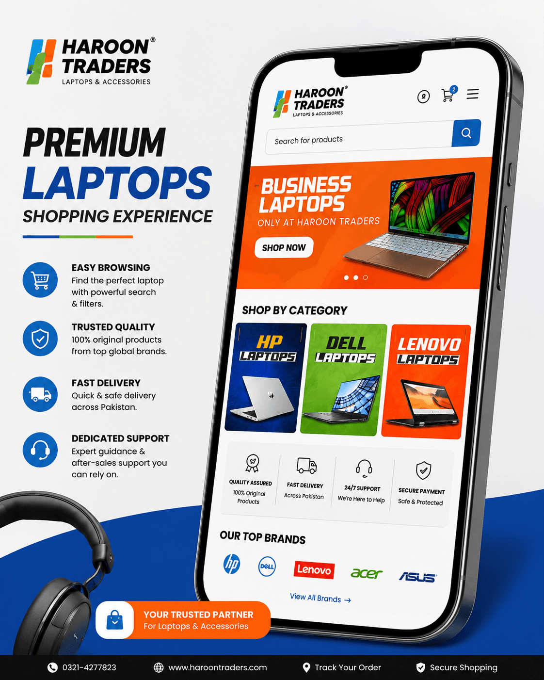 Laptop product page with specs